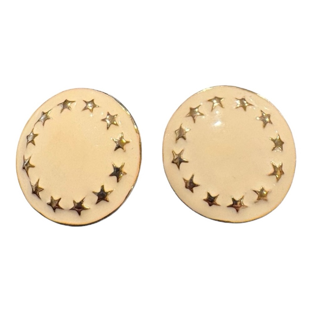 Nautical Enamel Circle w/antique gold Anchor & Star circled earrings. JB6 - Picture 7 of 8